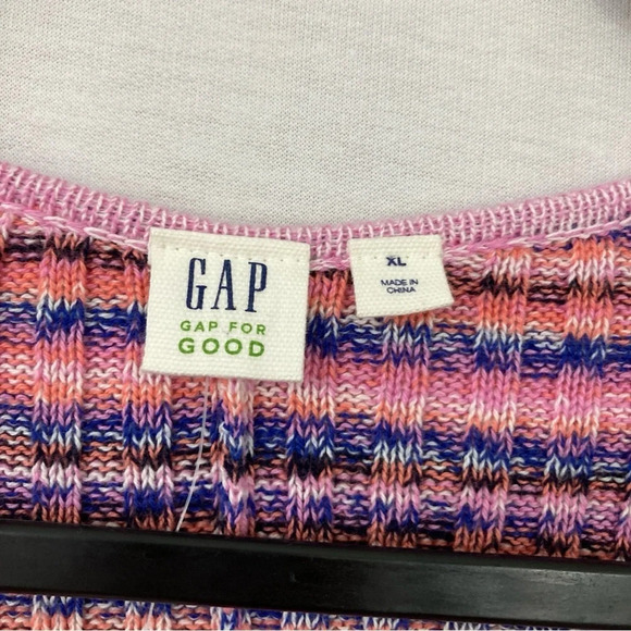 New GAP Pink Purple Striped Cotton Textured Open Front Cardigan XL - Picture 2 of 11